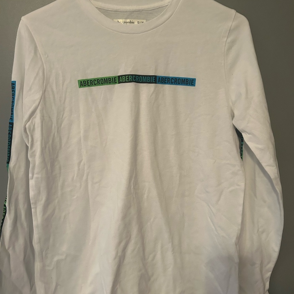 Abercrombie Kids White Long Sleeve Tee with Crew Neck